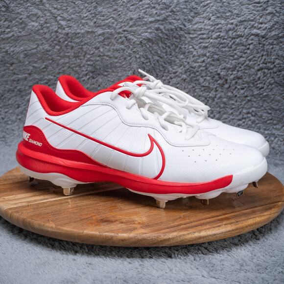 Nike Alpha Huarache Varsity 4 Low Men's 13 Baseball Cleats White Red DJ6516-104 - Picture 1 of 6